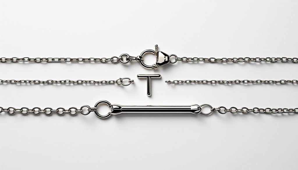 Fermoir de collier : mousqueton, T ou aimanté